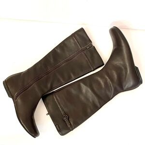Camper Brown Leather Tall Boots Square Toe Side Zip EU 36